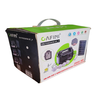 4-Bulb Solar Kit with Radio, Mp3 and Phone Charging(CN-TY4226FM-BT)